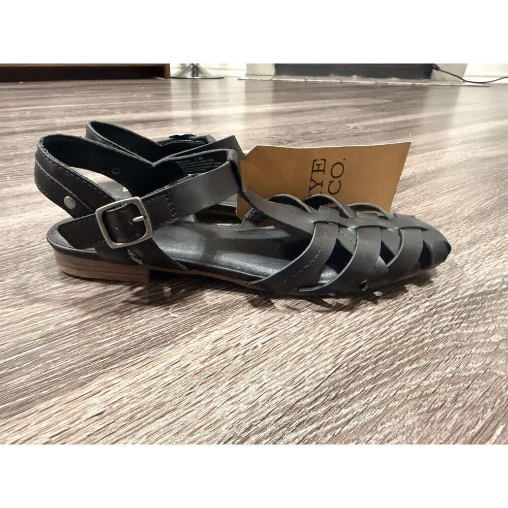 Frye and Co. Women’s Black Leather Strappy Gladiator Flat Sandals Size 7.5 - Picture 6 of 11